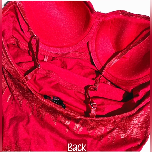 🟣 Glo Jeans Red Metallic Padded Tank Top Size XL - Picture 5 of 7